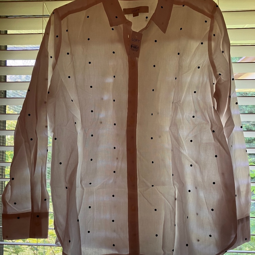 Loft Button Down Polka Dot Blouse